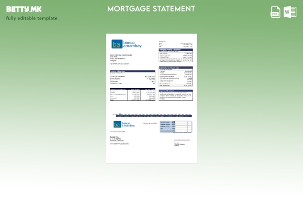 модерен стил Парагвај Банко Амабај банкарска хипотека извод во шаблон формати Wo
